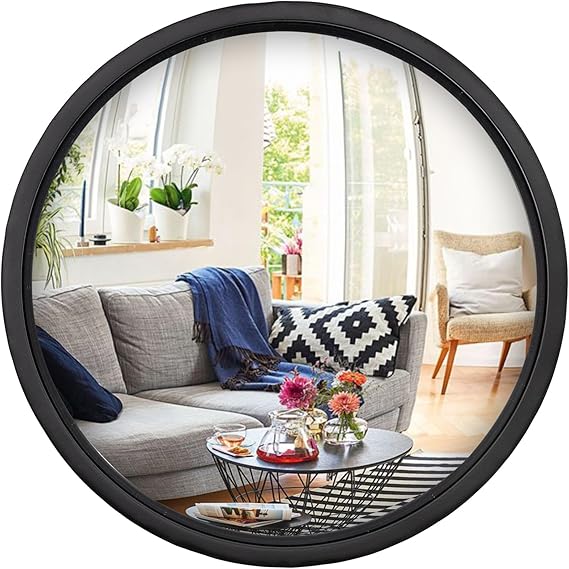 12" Gold Round Convex Mirror - Decorative Wall Mirror