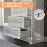 49.2" H Natural Marble 5 Drawer Dresser, High-Gloss Chest of Drawers No Handles