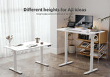 YDN Electric Standing Desk, Adjustable Height Stand up Desk, 48x24 Inches Sit Stand Home Office Desk with Splice Board,White Top