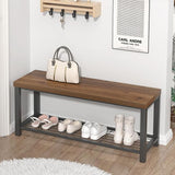 Shoe Bench, Industrial Entryway Bench with Metal Storage Shelf