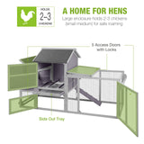 81in Mobile Chicken Coop Multi-Level Hen House, Wooden Poultry Cage for 3-5 Chickens