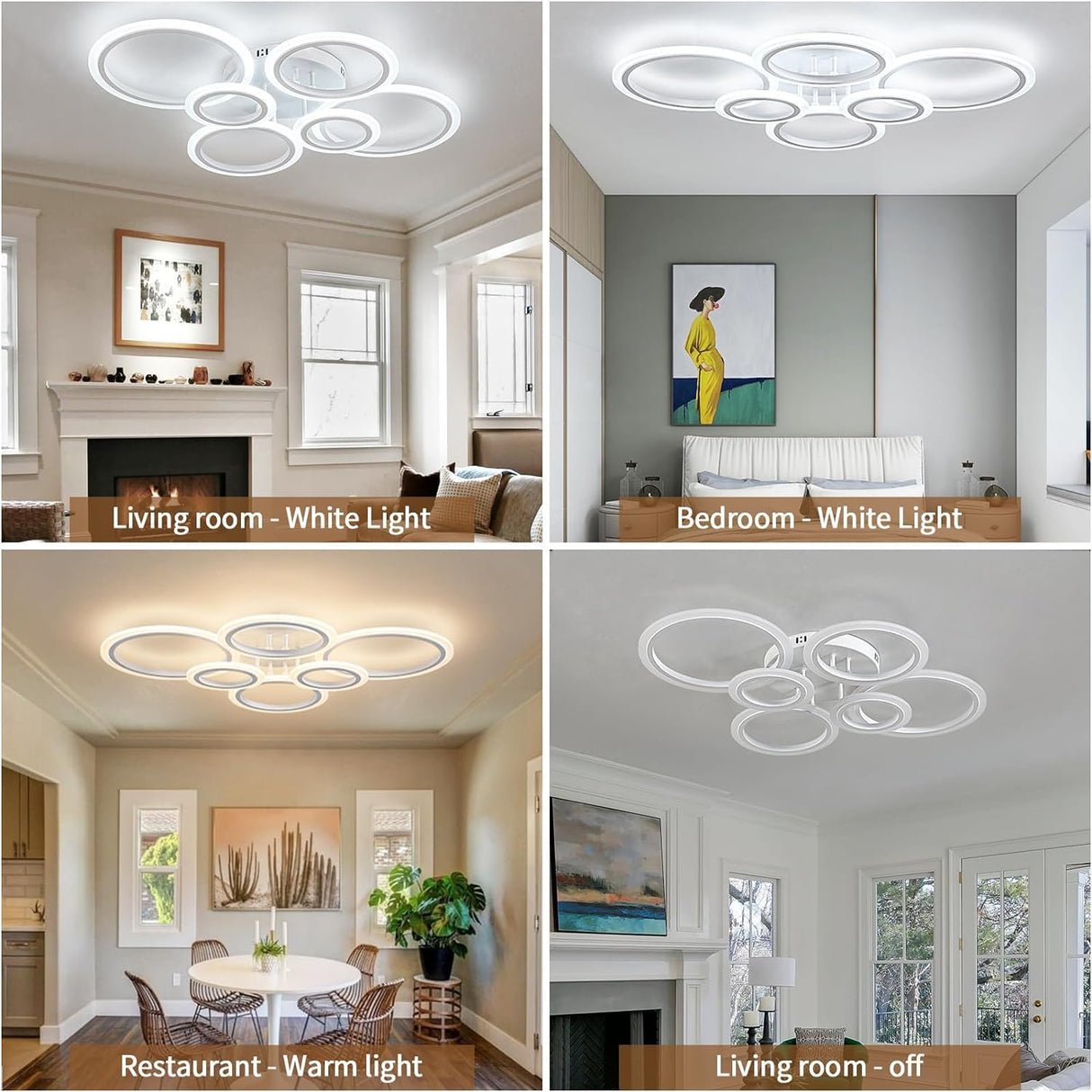 60W Modern LED Ceiling Light Fixture, Dimmable LED Chandelier Flush Mount Ceiling