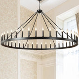 Black Wagon Wheel Chandelier 40 inch,20-Light Farmhouse Wagon Wheel Chandeliers