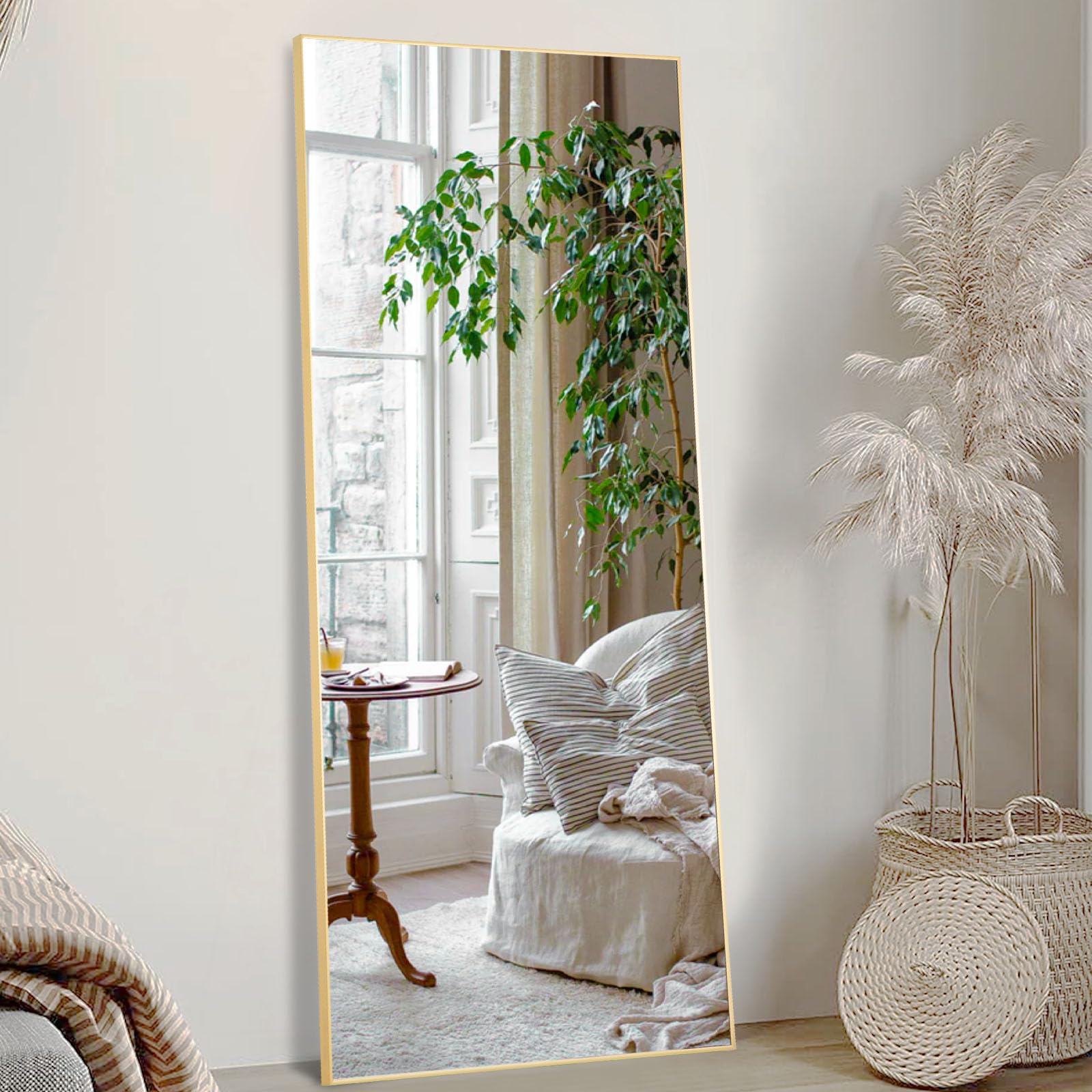 64"x21" Full Length Mirror, Full Body Floor Mirror for Bedroom Large Wall Mirror with Stand
