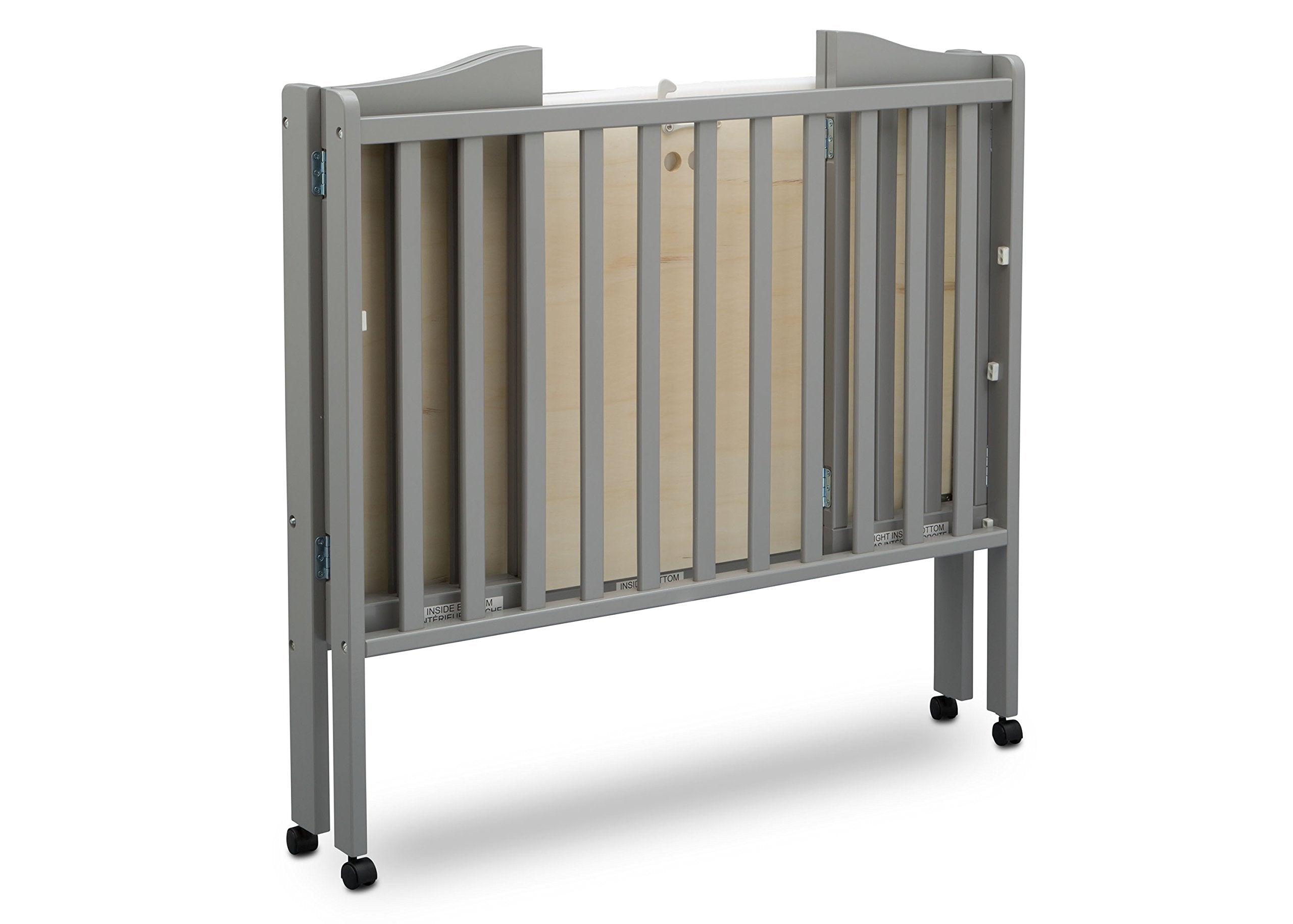 Folding Portable Mini Baby Crib with 1.5-inch Mattress - Greenguard Gold Certified, Grey