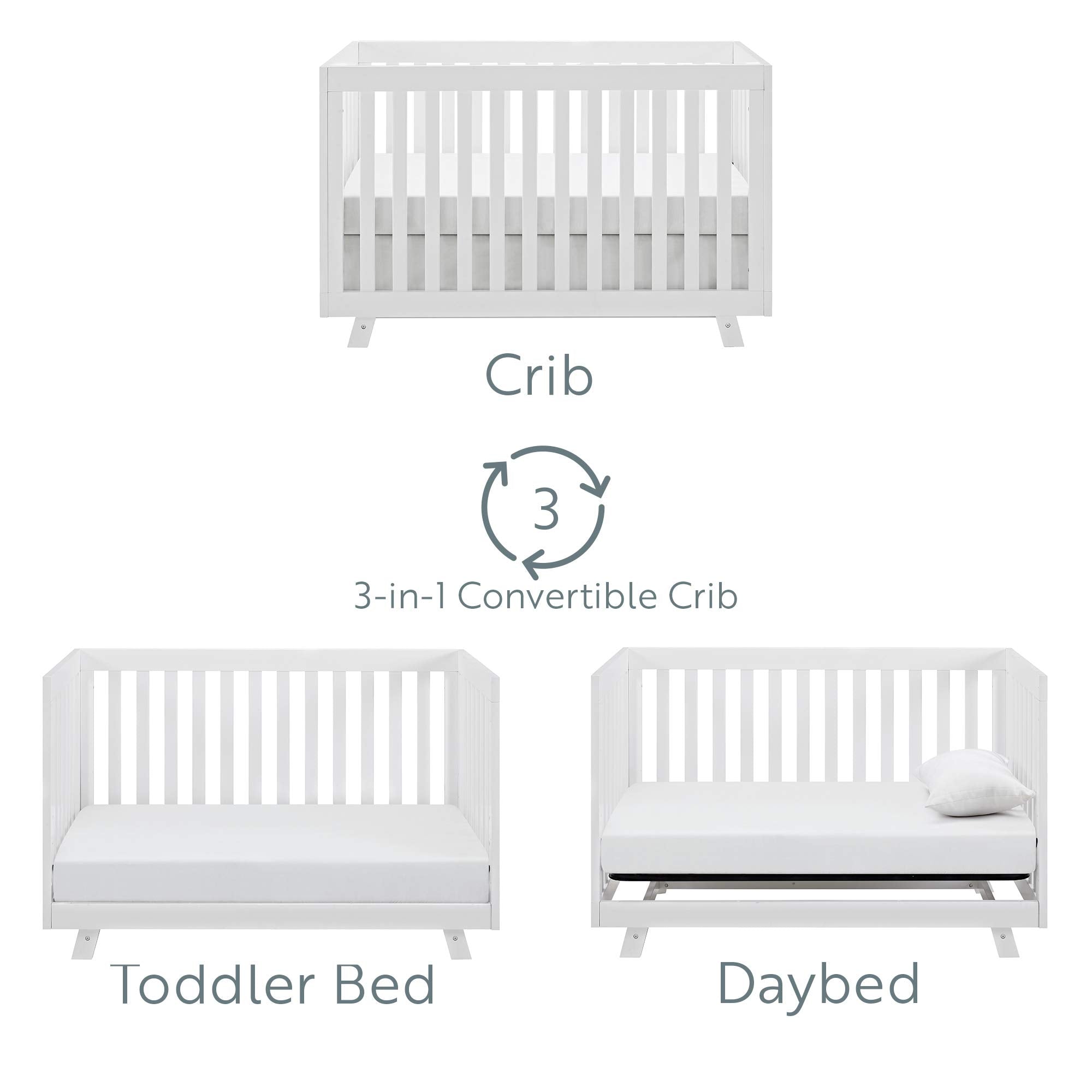 Beckett Convertible Crib (White) – Converts from Baby Crib to Toddler Bed and Daybed,