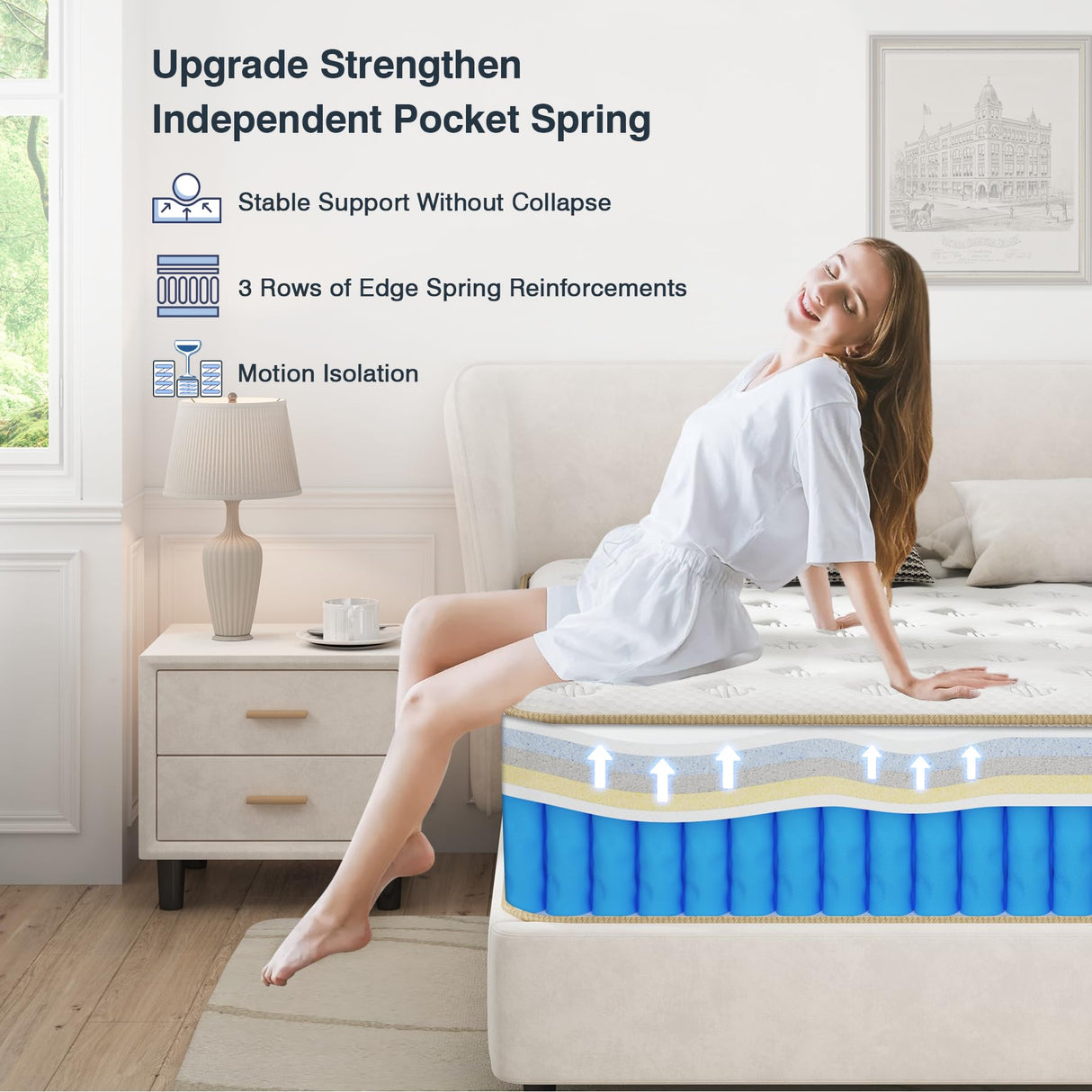 King Size Mattress - Upgrade Strengthen - Firm 14 Inch Hybrid King Mattress in A Box