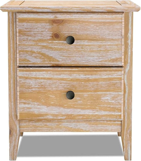 Greenport 2-Drawer Bedroom Nightstand, Solid Wood with Brushed