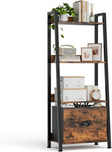 2024 Ladder Shelf, 5-Tier Upgraded Elevated Ladder Bookshelf with Drawer