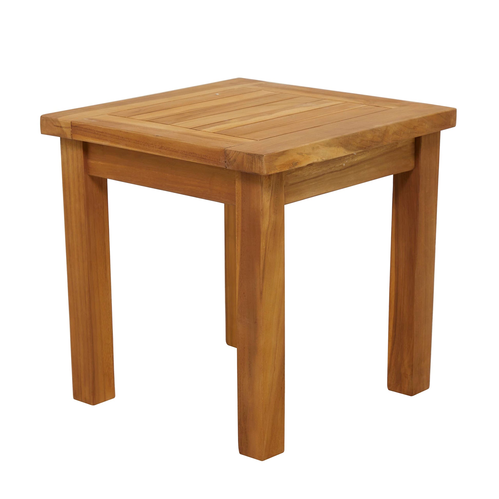 Deco 79 Teak Wood Slatted Outdoor Accent Table, 19" x 18" x 18", Brown - Bircata
