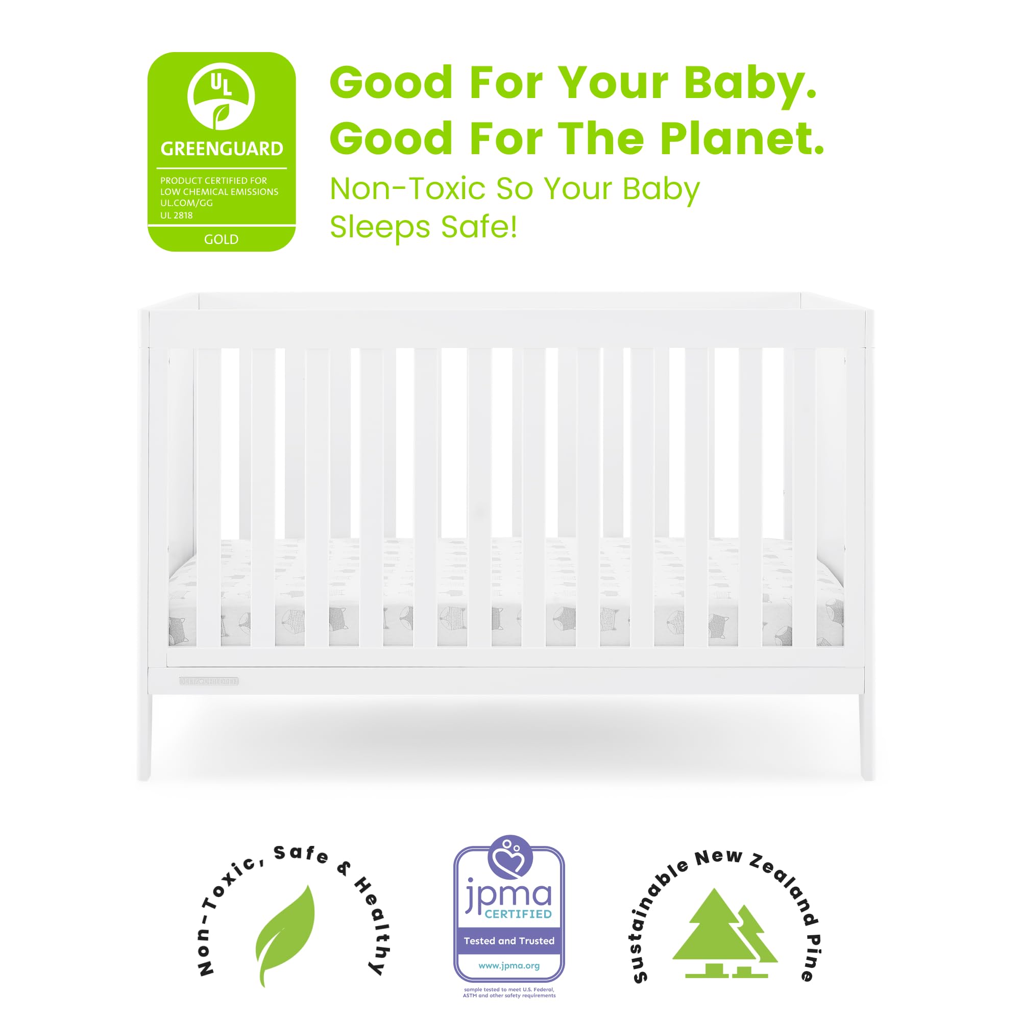 Hayes 4-in-1 Convertible Crib - Greenguard Gold Certified, Bianca White