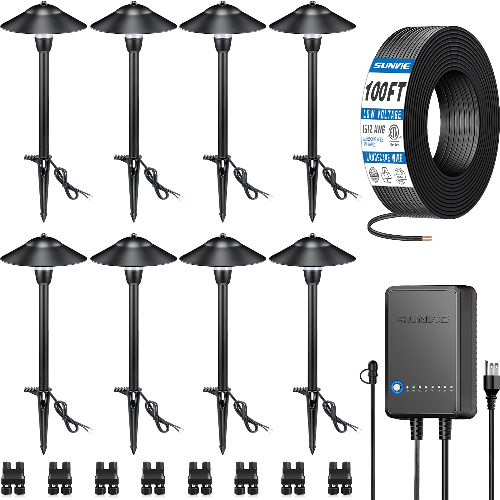 All-in-One LED Pathway Lighting Kit, 8-Pack Low Voltage Landscape Lights