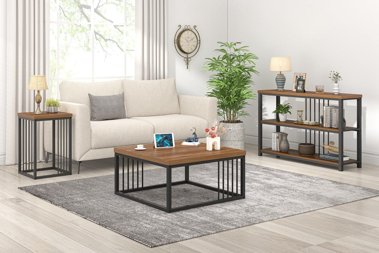 Square Coffee Table, Modern Center Table with Split Tabletop for Living Room