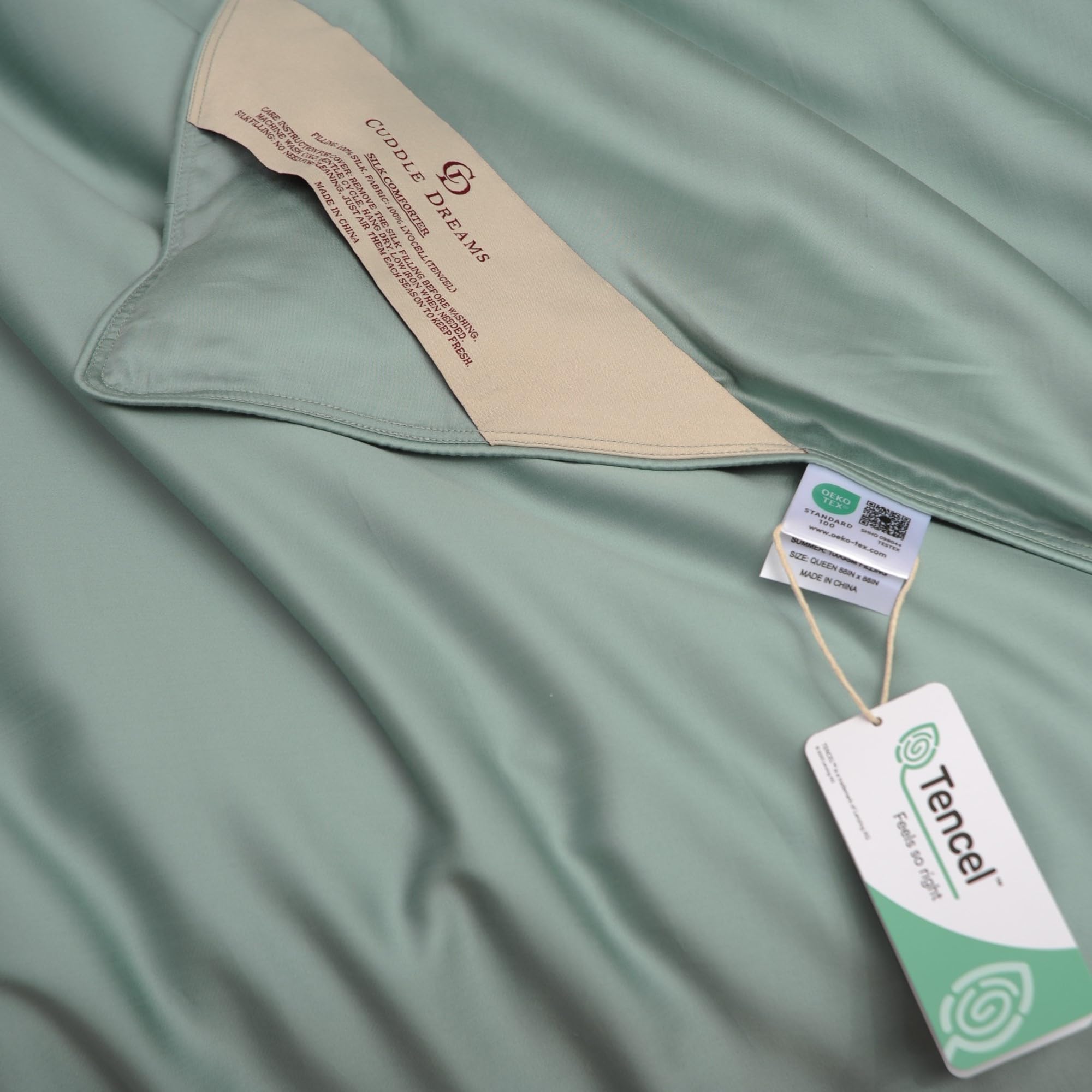 Silk Filled Comforter for All Season, Detachable Tencel Duvet Cover for Easy Care