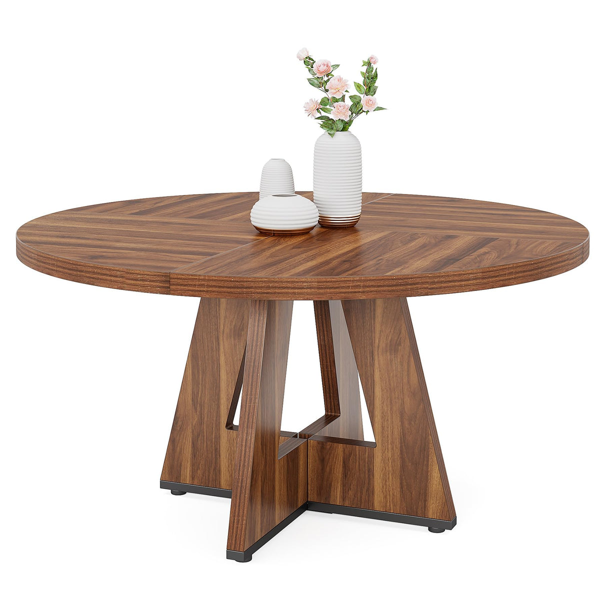 Round Dining Table Wood Kitchen Table for Dining Room Living Room, 47 inch Dining Room Tables for 4 People,