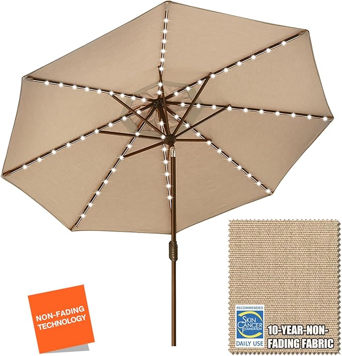 USA 10-Year-Non-Fading Solar 9ft Market Umbrella