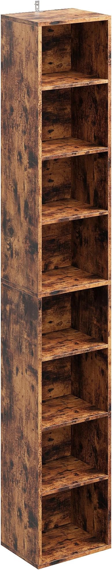 Tall Narrow Bookshelf 8 Tiers 71in Set of 2, Compact Corner Bookcase, Easy to Match for Living Room, Office, Study, Bedroom