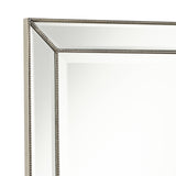 Vanity Decorative Wall Mirror Modern Doubled Beaded Border Silver