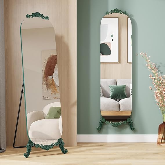 Gothic Vintage Arched Full Length Floor Mirror with Stand - 61.5" x 20"