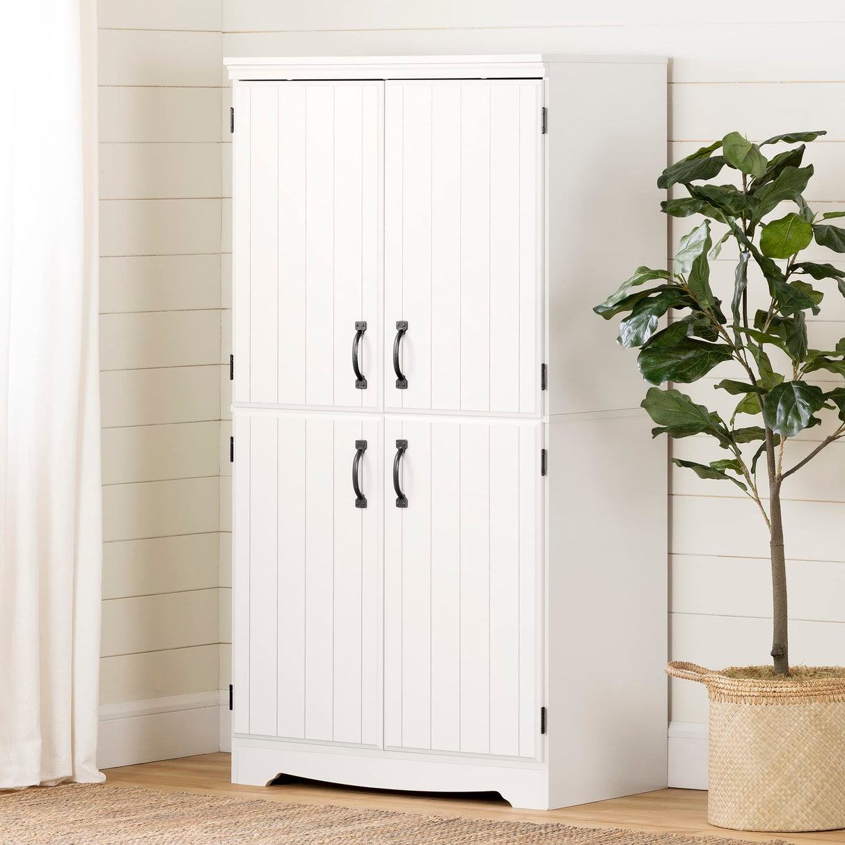 Farnel 4-Door Storage Cabinet-Pure White, Tall