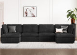 Oversized U Shaped Modular Sectional Sofa 6 Seat Corduroy Cloud Modular Couch