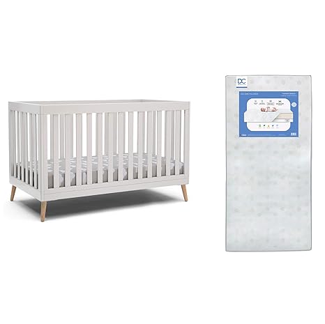 Essex 4-in-1 Convertible Baby Crib, Ebony with Natural Legs Twinkle Galaxy Dual