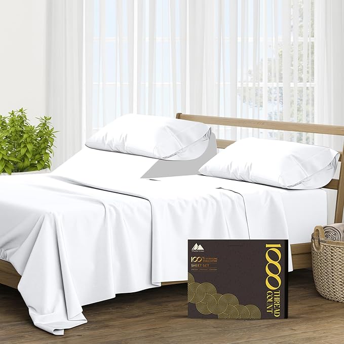 100% Pure Egyptian Cotton Sheets Queen Size - 1000 High Thread Count Sheets