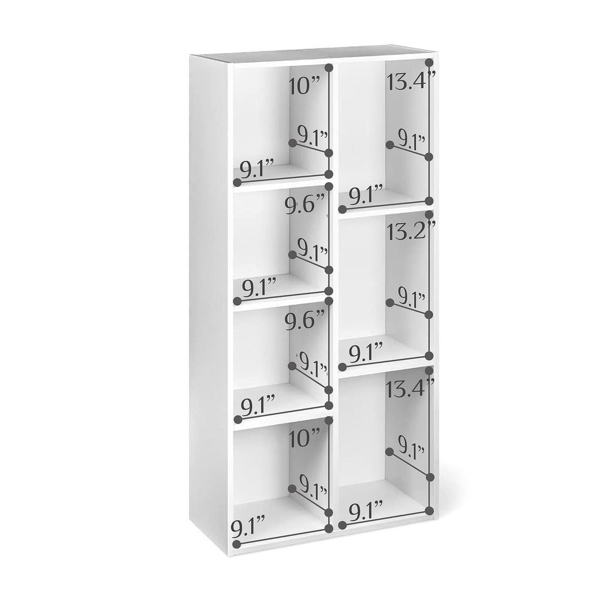 7 Cube Organizer Bookcase, White, 9.25 x 19.49 x 41.73 inch