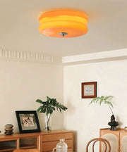 Nordic Orange Glass Flush Mount Ceiling Lamp - Modern LED Round Light Fixture