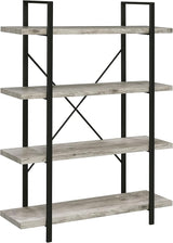 Cole 70-inch 5-Shelf Bookshelf Grey Driftwood and Gunmetal
