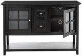 Charlotte Classic Glass Door Storage Buffet, 52 Inch, Black