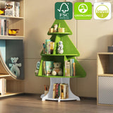 Christmas Tree Shelf Kids Bookshelf Toddler Bookcase 4-Tier Baby Book Rack Children