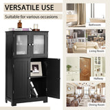 Storage Cabinet with Doors - Bathroom Floor Cabinet, Freestanding Tall Cabinet w/ 2