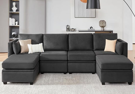 Modular Sectional Sofa, Convertible U Shaped Sofa Couch with Storage, High Supportive & Soft Sponges