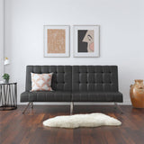 Emily 71 Inch Futon Sofa Bed, Armless Upholstered Couch Sleeper with Tufted Back and Seat