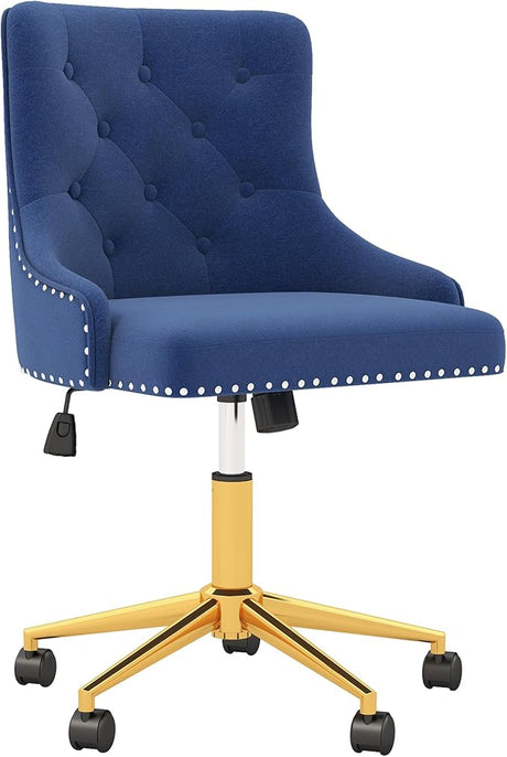 Home Office Desk Chairs, Upholstered Velvet Swivel Desk Chair with Tufted Back