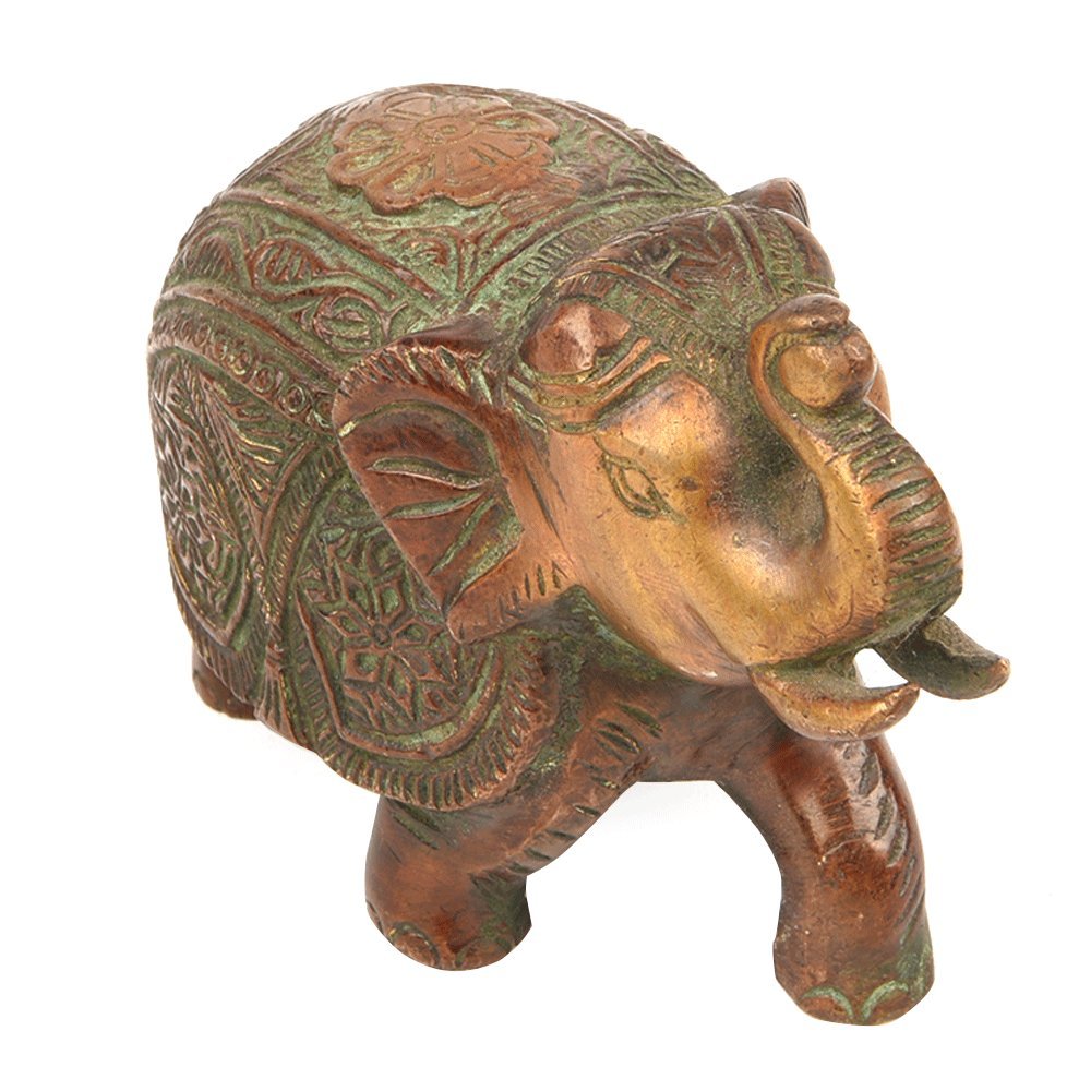 Indian Elephant Sculpture Showpiece | Multicolor Brass Statues | Coffee Table Decor