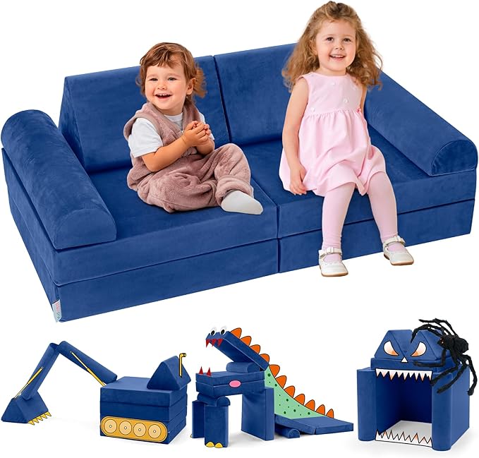 Kids Play Couch, K8 Imaginative Convertible Foam Play Couch for Kids and Toddlers,