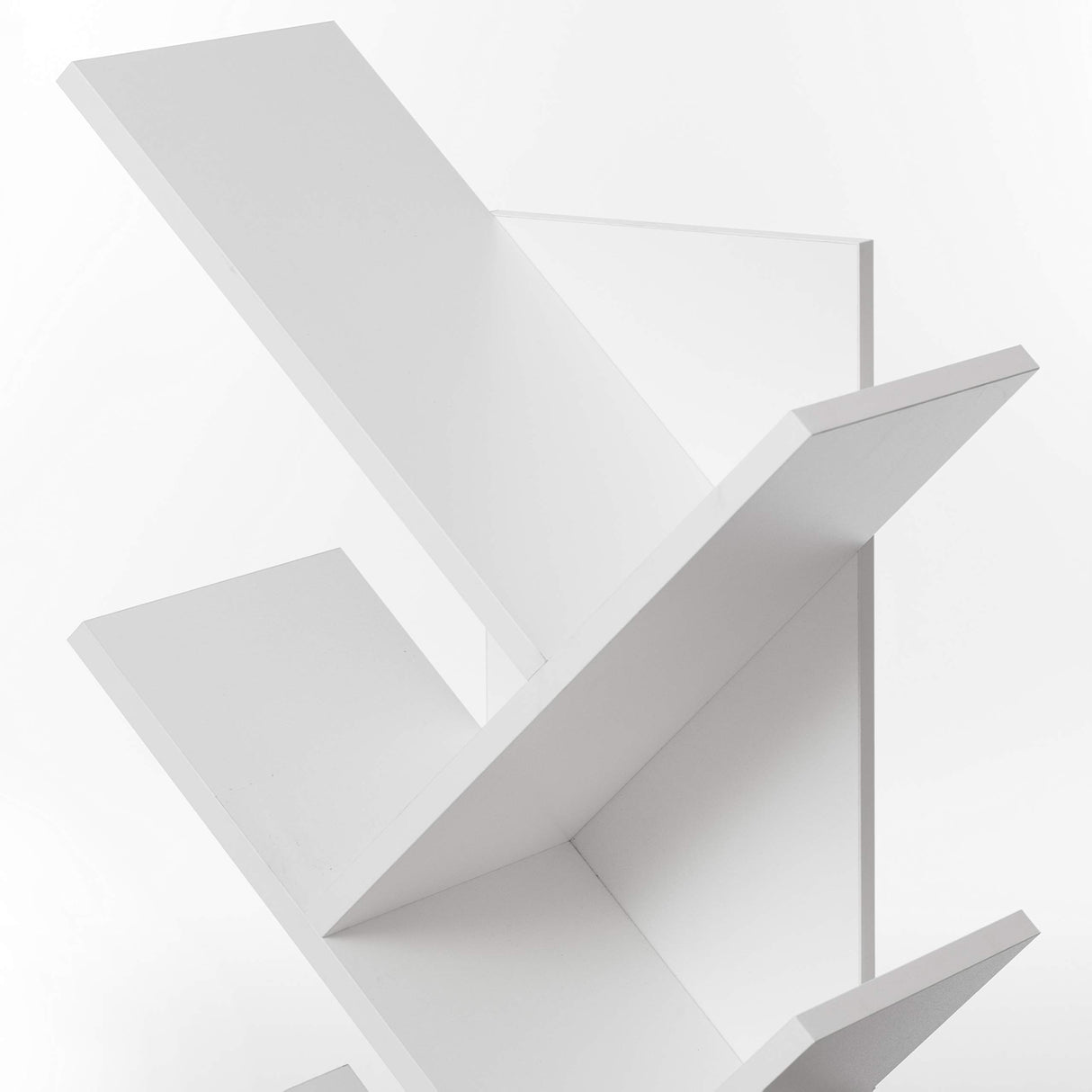 Wooden 9-Shelf Tree Magazine CD Storage Bookcase (White) (QI003457.WT)