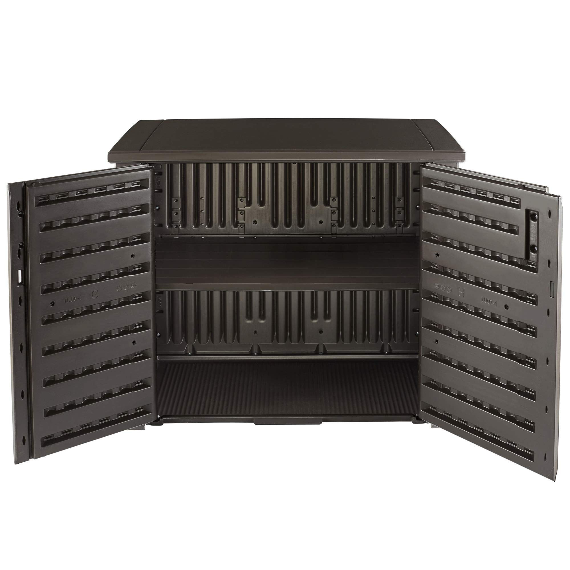 Decorative Outdoor Storage Cabinet (123 Gal), Weather Resistant, Brown