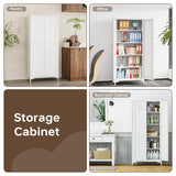 Kitchen Pantry Storage Cabinet, Metal Kitchen Pantry Cabinet with 2 doors