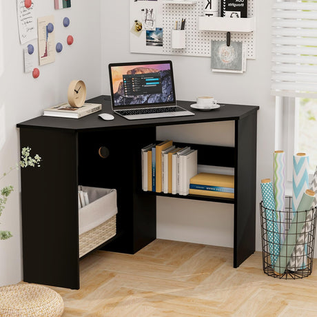 Corner Desk, 90 Degrees Triangle Corner Computer Desk for Small Space, Bedroom Corner