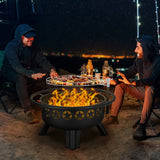 Hykolity 2 in 1 Fire Pit with Grill, Large 31" Wood Burning Fire Pit with Swivel Cooking Grate Outdoor Firepit for Backyard Bonfire Patio Outside Picnic BBQ, with Spark Cover, Fire Poker - Bircata