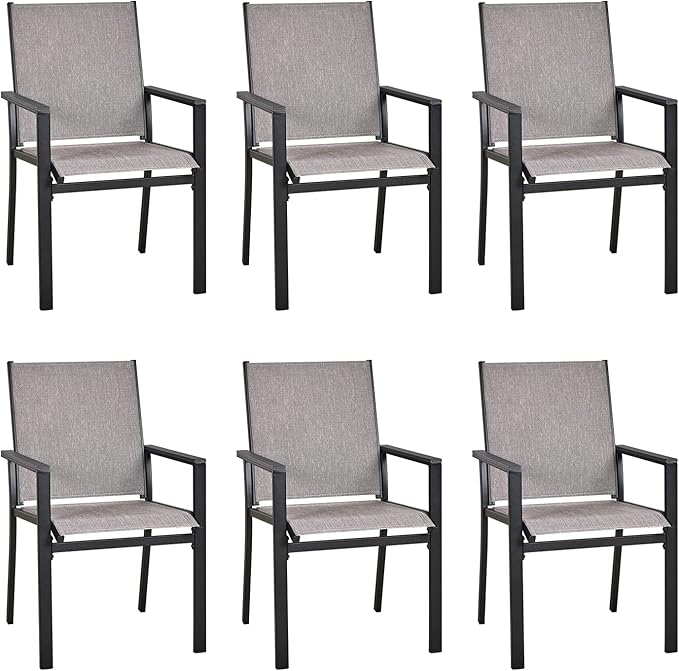 Outdoor Dining Chair Set of 6, Textilene Patio Furniture Chair