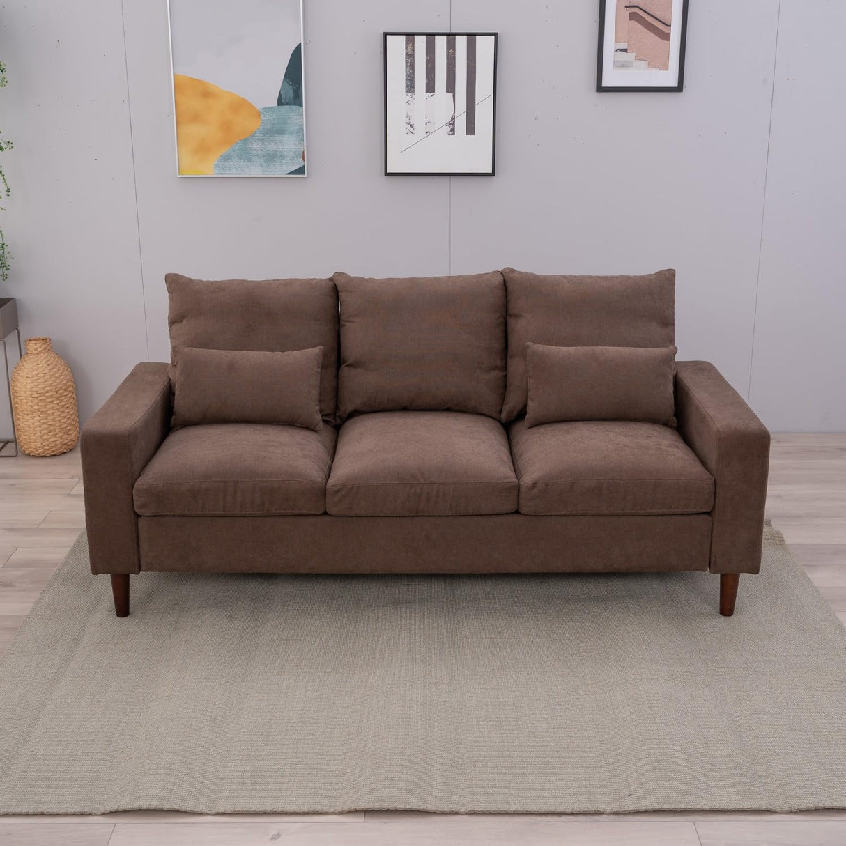 Sectional Sofa 3 Seat Couch, Modern Sofa with Solid Wood Legs, Couches Sofas for