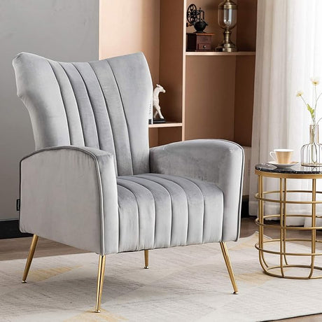 Tufted Contemporary Velvet Wingback HighBack Loveseat Sofa Chair Upholstered Couch with Gold Metal Legs Two-Seat Sofa for Living Room Bedroom Apartment Small Space Dorm, Pink