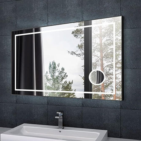 55 x 36 Inch LED Bathroom Backlit Mirror, Dimmable Lighted Bathroom Vanity Mirror