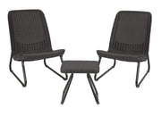 3 Piece Resin Wicker Patio Furniture Set with Side Table and Outdoor Chairs