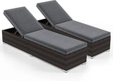 Patio Chaise Lounge Set of 2, Outdoor Rattan Lounge Chair with 6-Level Backrest