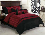 Dynasty Jacquard 7-Piece Comforter Set Black/Red (Queen)